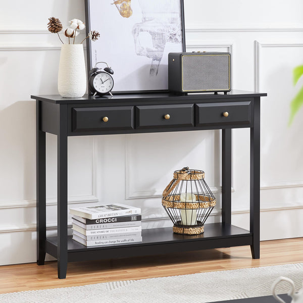 Console Table with 3 Drawers and Storage Shelf
