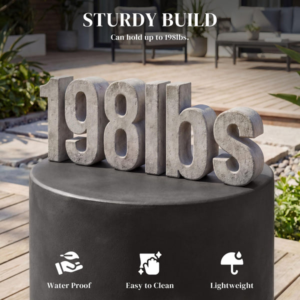 Round Concrete Finish Side Table with Adjustable Feet