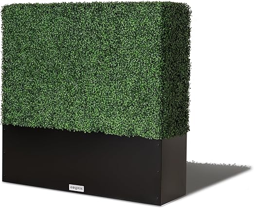 Artificial Boxwood Hedge Wall Privacy Panel with Steel Planter Box