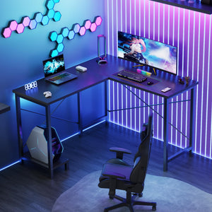 L-Shaped Gaming & Home Office Corner Desk 50 Inch with CPU Shelf
