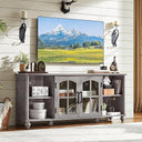 Farmhouse TV Stand with Glass Door & Adjustable Shelves – Fits Up to 65" TVs