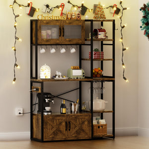 5-Tier Baker's Rack with Storage Cabinets, Power Outlet & LED Light