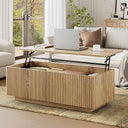 Lift-Top Coffee Table with Hidden Storage & Fluted Wood Design