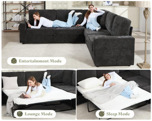 106" Oversized L-Shaped Sectional Sofa Bed with Storage