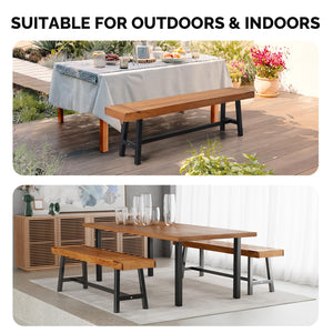 Acacia Wood Outdoor Bench with Metal Legs