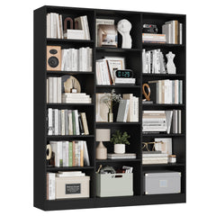 Triple Wide 6-Tier Bookshelf with 17 Open Display Shelves, 74" Tall