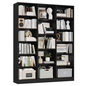 Triple Wide 6-Tier Bookshelf with 17 Open Display Shelves, 74" Tall