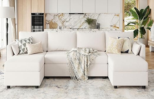 6-Seat Modular Sectional Sofa with Storage & Memory Foam