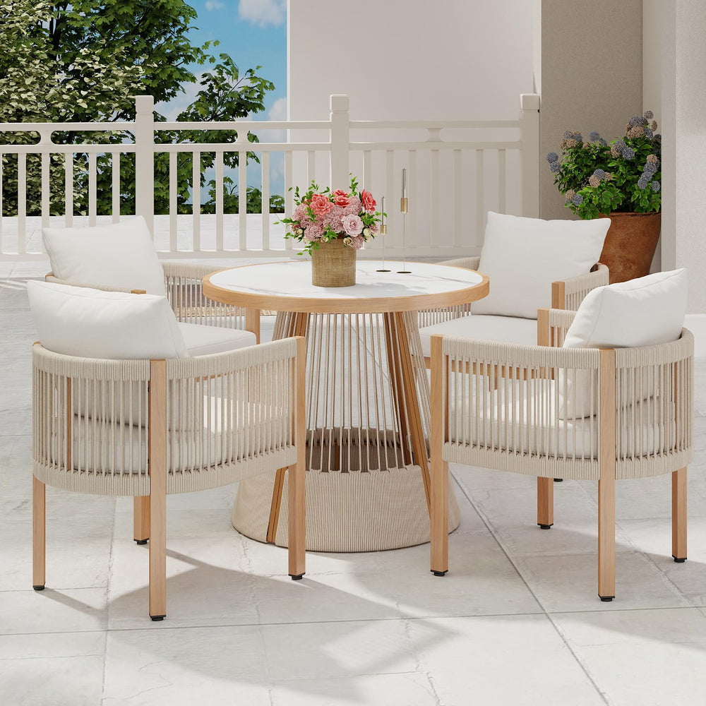 Outdoor Rope Dining Chairs with Cushions