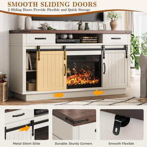 Fireplace TV Stand with Electric Fireplace & LED Lights