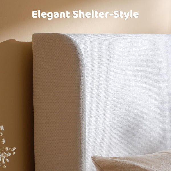 King Upholstered Wingback Storage Bed