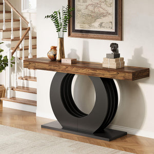 63-Inch Console Sofa Table with Black Circle Base