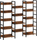 Triple Wide 5-Tier Industrial Bookshelf with Metal Frame