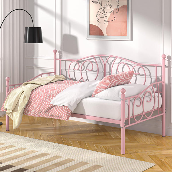 Twin Metal Daybed Frame with Classic Headboard