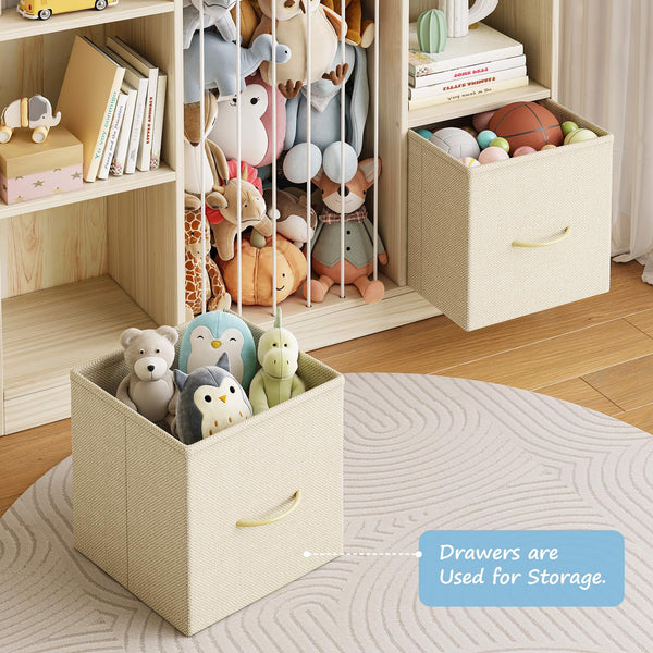 Kids Toy Storage Organizer — 6-Cube Shelf with Drawers & Stuffed Animal Zoo