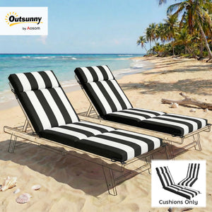 Outdoor Chaise Lounge Cushions Set of 2 with High-Density Foam, Water-Repellent & UV-Resistant
