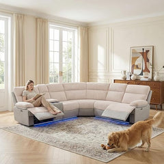 L-Shaped Power Recliner Sectional Sofa with Storage Console & USB Ports