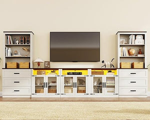 4-Piece Entertainment Center with Bookshelves, 157"W