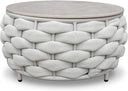 Round Woven Rope Outdoor Coffee Table with Sintered Stone Top