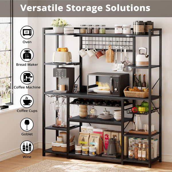 Large Baker's Rack with Power Outlet & Wine Storage