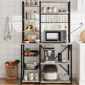 Baker's Rack with Power Outlet & Wire Basket