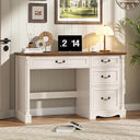 47" Farmhouse Executive Desk with Drawers, File Drawer & Charging Station