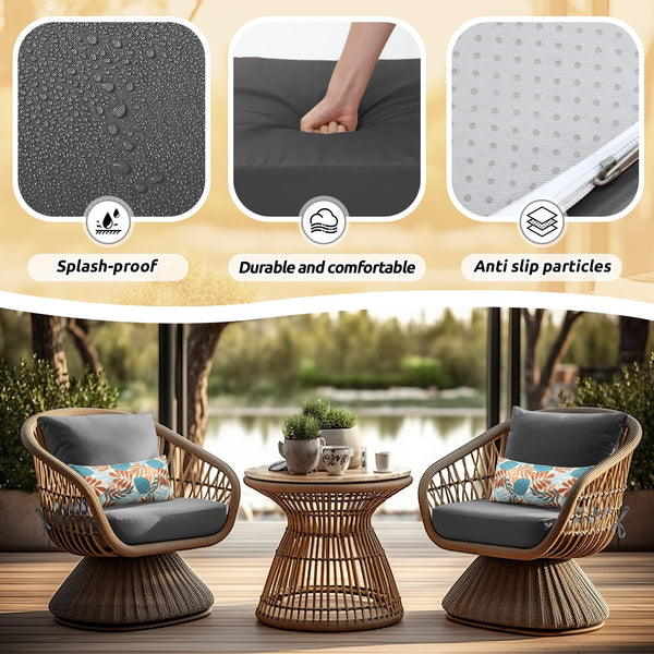 6-Piece Outdoor Deep Seating Cushion Set – Waterproof, Fade Resistant, Grey