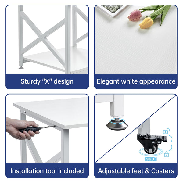 2-Tier Rolling Printer Stand with Storage Shelf