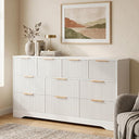 10-Drawer Fluted Dresser with Gold Handles