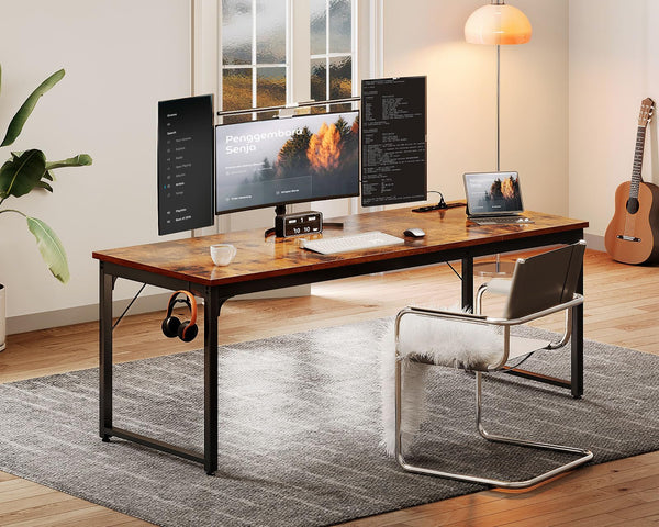71-Inch Computer Desk with USB Ports and Power Outlets