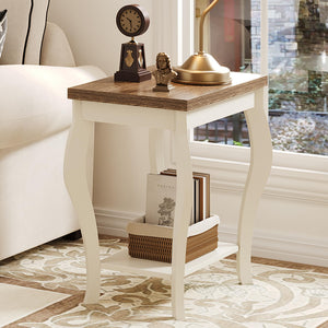 Curved Leg End Tables Set of 2 with Storage Shelf