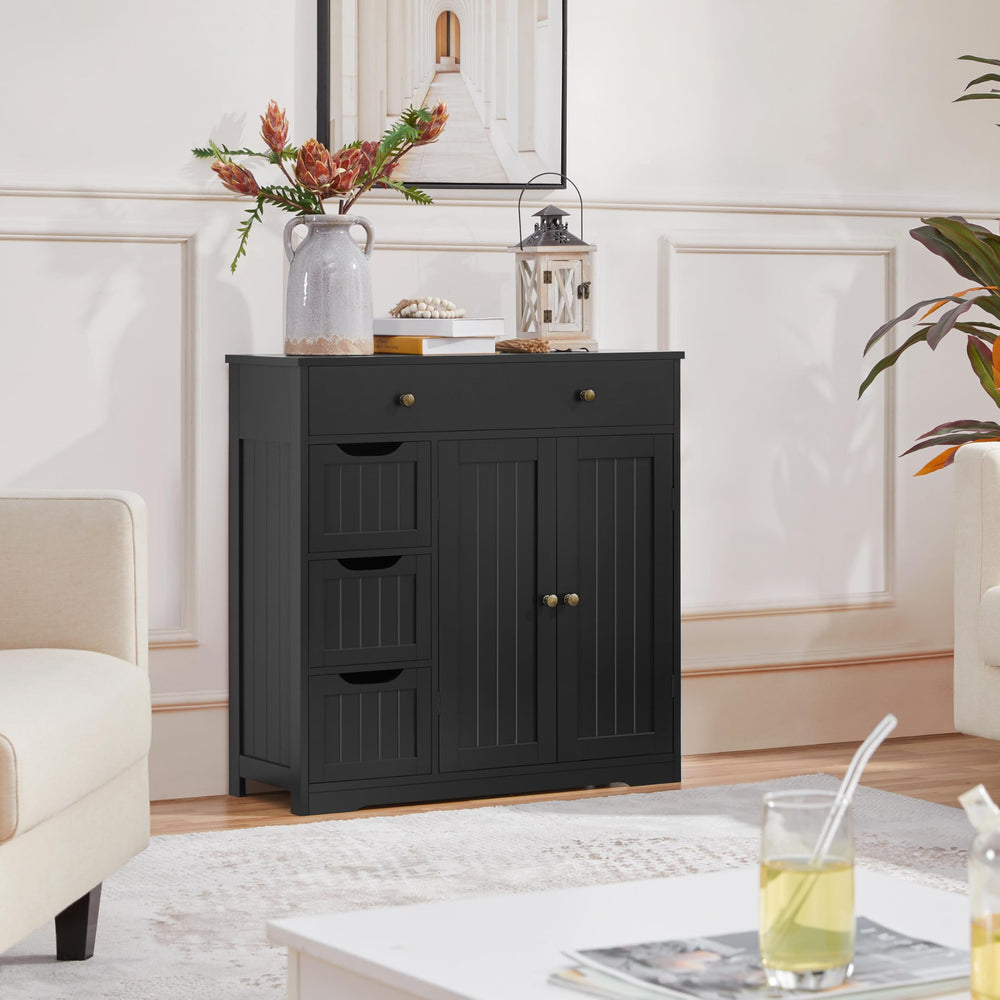 Storage Cabinet with 4 Drawers, 2 Doors & Adjustable Shelves