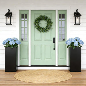 Tall Metal Outdoor Planter Box with Drainage — Set of 2