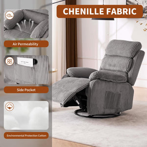 Velvet 360° Swivel Rocker Recliner Chair with Footrest