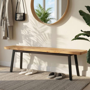 59-Inch Farmhouse Dining Bench – Set of 2 (Oak / Walnut)