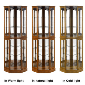 Lighted Corner Curio Cabinet with Glass Doors & Adjustable Shelves