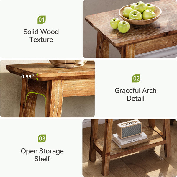 Solid Wood Narrow End Tables Set of 2 with Storage