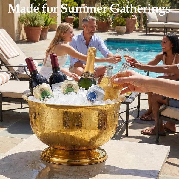 Gold Stainless Steel Beverage Tub – 10 Quart Ice Bucket
