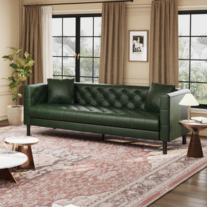 81" Button-Tufted PU Leather 3-Seater Sofa