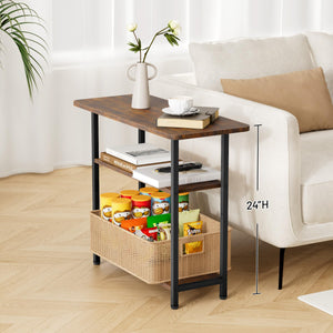 3-Tier Narrow Side Table with Storage – Industrial End Table for Living Room & Bedroom
