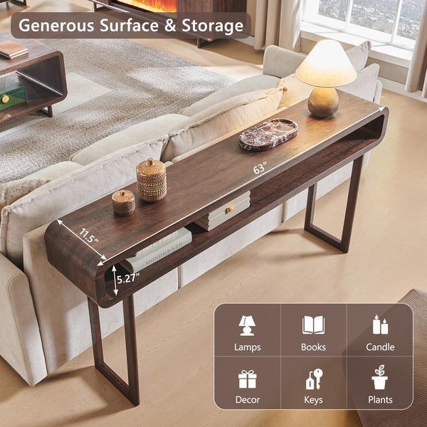 63" Console Table with Open Shelf