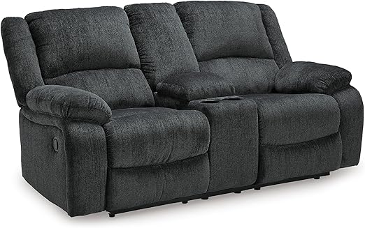 Dual Reclining Sofa with Pull Tab – Grey Chenille