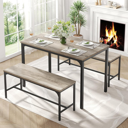 Dining Table Set for 4 with Bench – Kitchen Table & Chairs Set