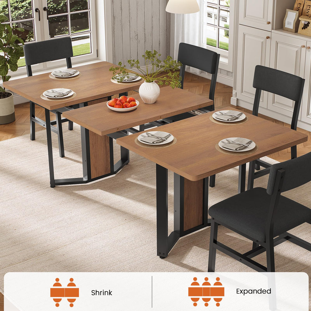 5-Piece Extendable Dining Table Set with Cushion Chairs