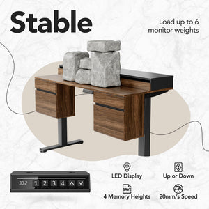 Electric Standing Desk with 6 Drawers & Monitor Shelf, 55 Inch