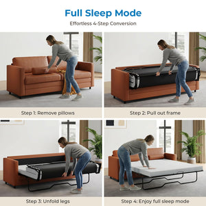 Faux Leather Pull-Out Sofa Bed – Full & Queen Convertible Sleeper