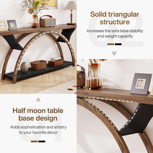 70.87" 2-Tier Console Table with Half Moon Frame
