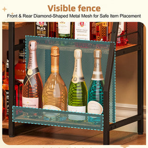 3-Tier Wine Rack Bar Cabinet with Drawer