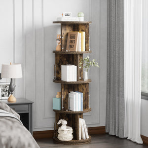 4-Tier Revolving Bookshelf Tower with Acrylic Window Partitions