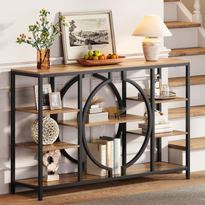 47" Industrial Console Table with 4-Tier Shelves